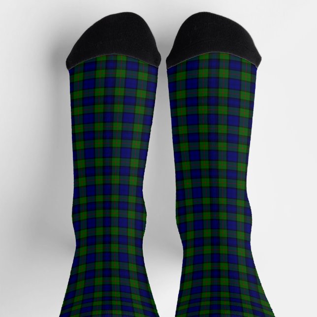 Chaussette Murray tartan bleu vert plaid (Haut)