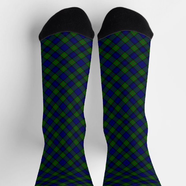 Chaussette Murray tartan bleu vert plaid (Haut)