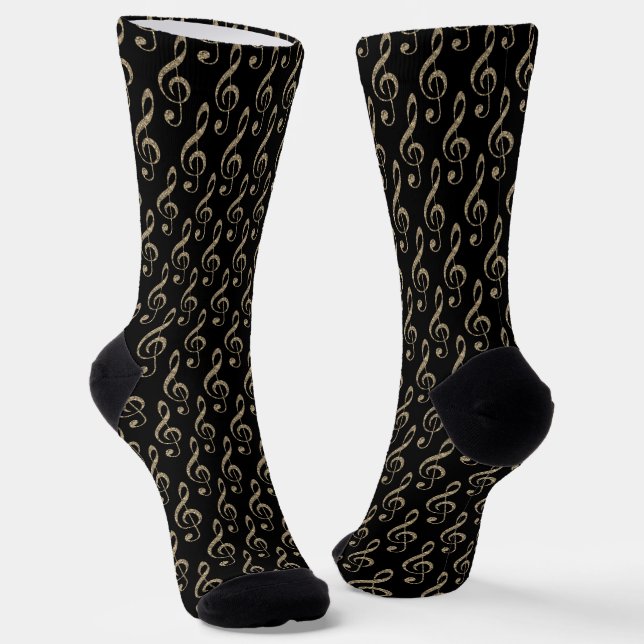 Chaussette Music Clef Pattern in Gold (Angulaire)