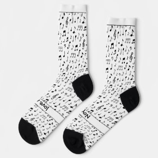 Chaussette Musical notes, your text in black and white