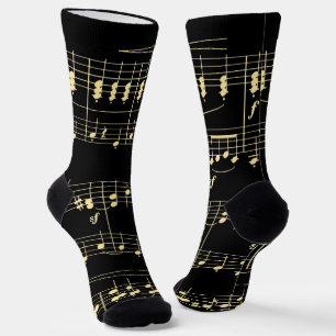 Chaussette Musique d'or en noir