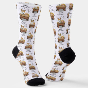 Chaussette Nativité de Noël Pembroke Welsh Corgi (rouge1) Amu