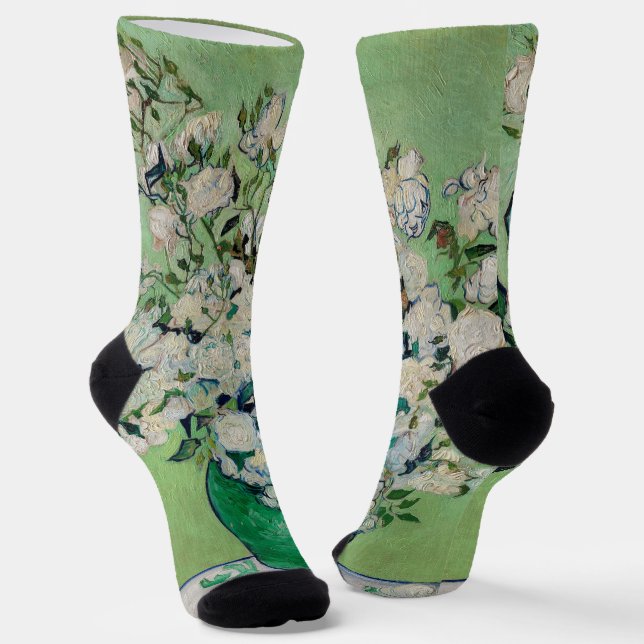 Chaussette Nature morte Roses dans un vase par Vincent van Go (Angulaire)