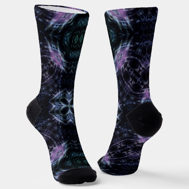 Chaussette Neon Galaxy Mandala avec lumière futuriste (Angulaire)