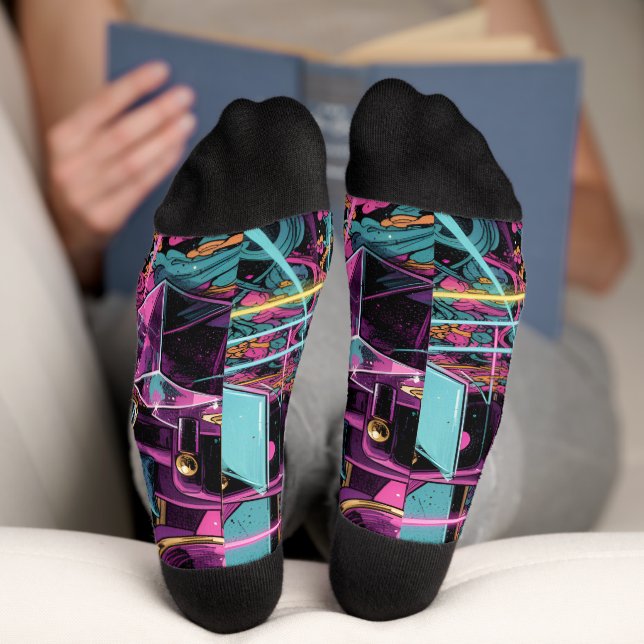 Chaussette Neon Psychedelic Luxury Lounge Art (Fond)