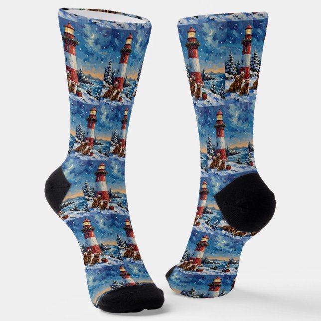 Chaussette Noël au phare de Terre-Neuve (Angulaire)
