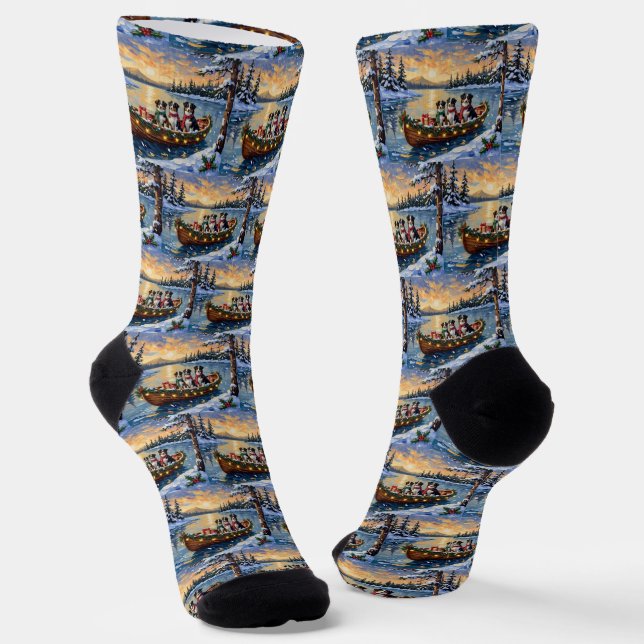 Chaussette Noël Australien Shepherd Bateau Vacances (Angulaire)