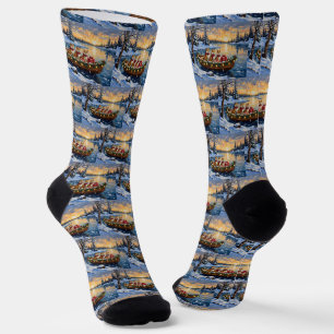 Chaussette Noël Bateau Akita Fêtes