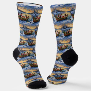 Chaussette Noël Bateau Basenji Fêtes