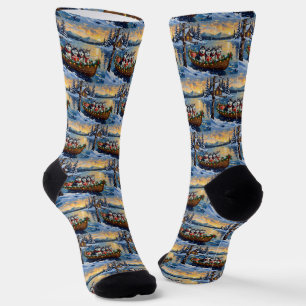 Chaussette Noël Bateau de vacances Malamute d'Alaska