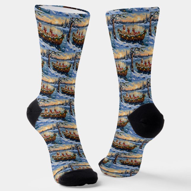 Chaussette Noël Bateau de vacances Retriever du Labrador (Angulaire)