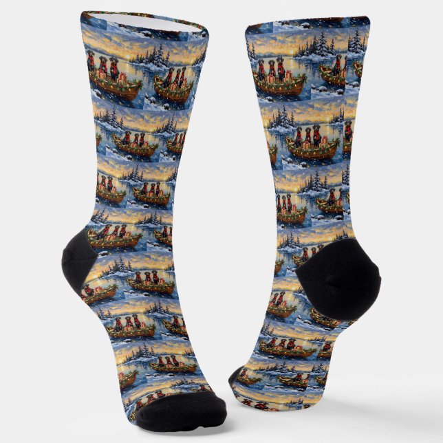 Chaussette Noël Bateau de vacances Weimaraner (Angulaire)