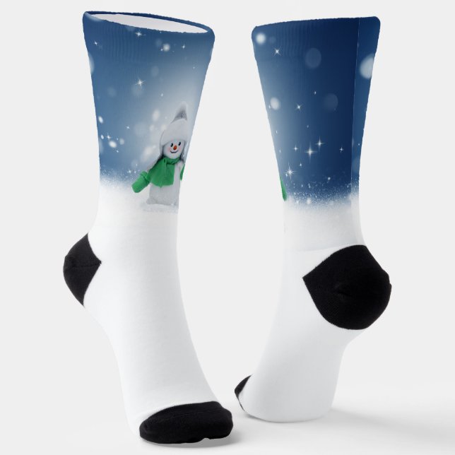 Chaussette Noël bonhomme de neige SlipperyJoe foulard vert m (Angulaire)