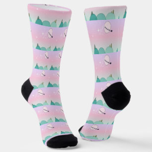 Chaussette Noël Carrelé sous la Lune Pastel Lumineux