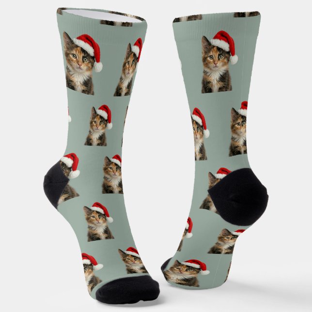 Chaussette Noël Chat Chaton Calicot Personnalisé  (Angulaire)