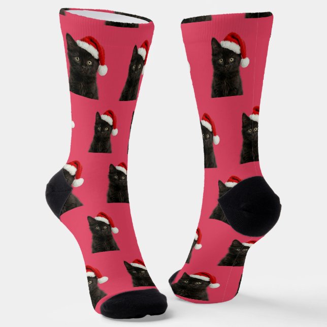 Chaussette Noël Chat Chaton Noir Personnalisé  (Angulaire)