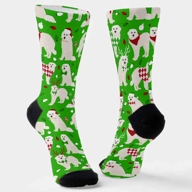 Chaussette Noël Chiens des Pyrénées Chaussettes (Angulaire)