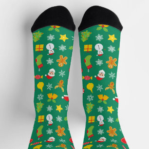 Chaussette Noël coloré motif vert