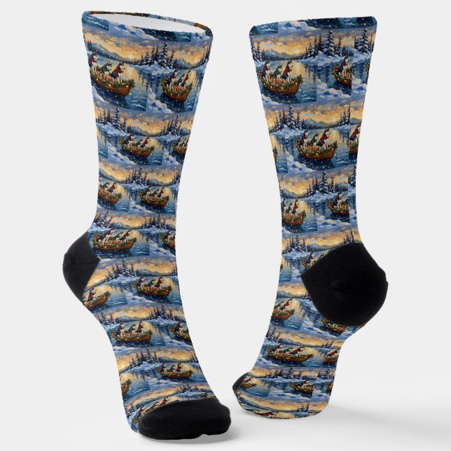 Chaussette Noël de bateau de Husky sibérien de vacances (Angulaire)