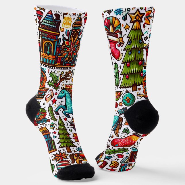 Chaussette Noël des Motifs occidentaux colorés (Angulaire)