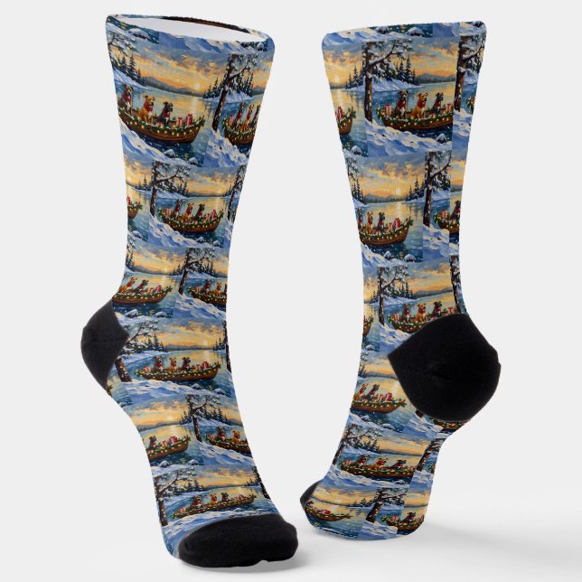 Chaussette Noël en bateau avec Pitbull (Angulaire)