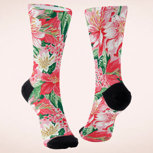 Chaussette Noël Floral Coloré Prépa Hiver