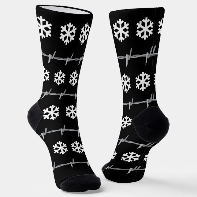 Chaussette Noël Goth Punk Festif Fil de Fer Barbelé (Angulaire)