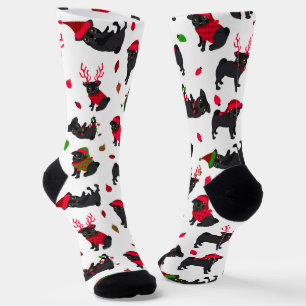 Chaussette Noël noir Carlins blanc
