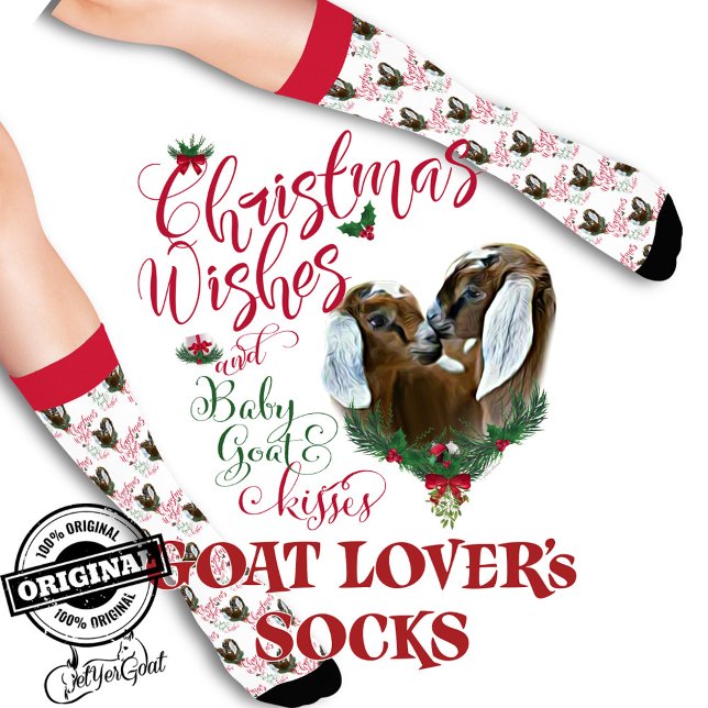 Chaussette Noël Nubian Twins Baby Chèvre Voeux (Créateur téléchargé)