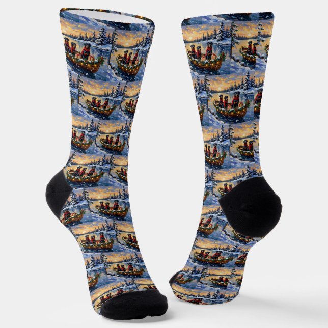 Chaussette Noël Rottweiler Bateau Fêtes (Angulaire)
