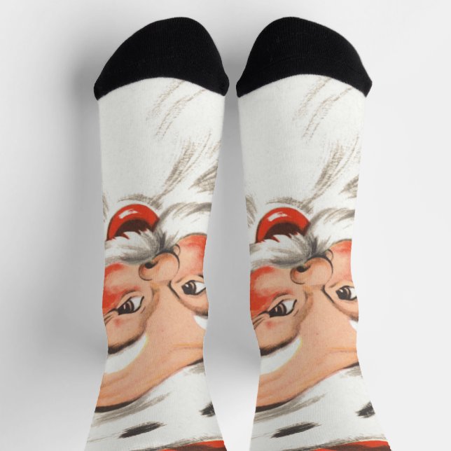 Chaussette Noël Vintage, Jolly Santa Claus avec Smile (Haut)