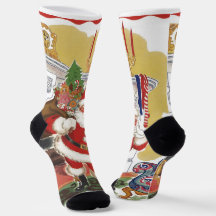 Noël vintage, joyeux Père Noël avec cadeaux