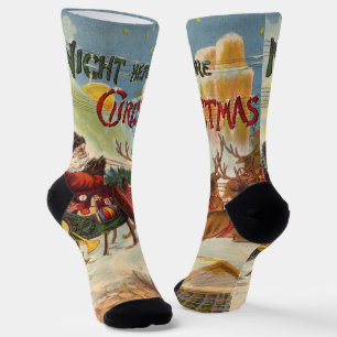 Chaussette Noël vintage, la nuit avant Noël