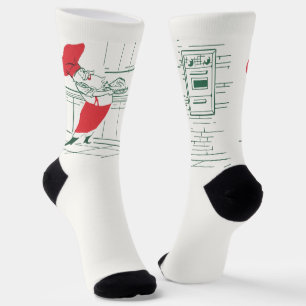 Chaussette Noël vintage, Père Noël chef et dinde