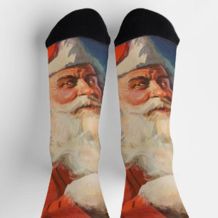 Chaussette Noël vintage, Père Noël Liste des enfants sages ou