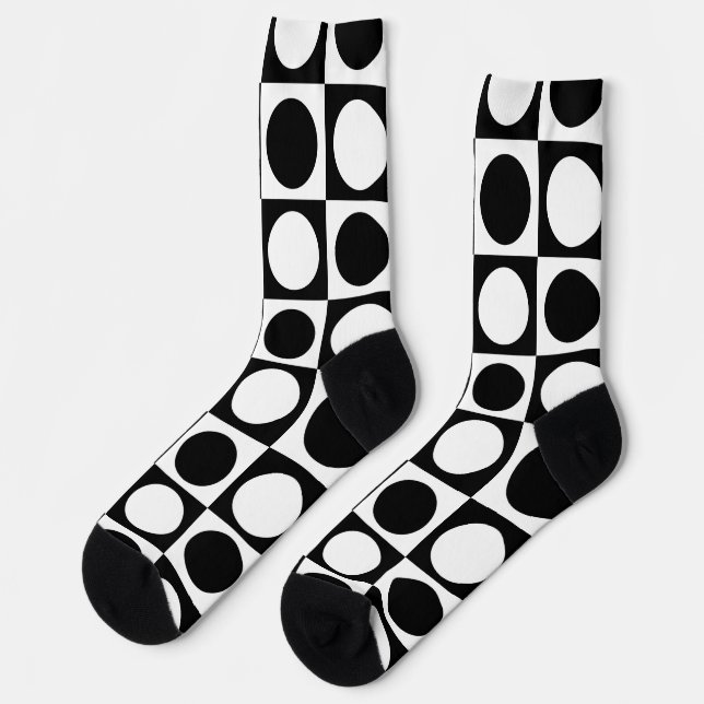 Chaussette Noir blanc À damiers Pois (Gauche)