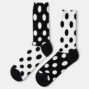 Chaussette Noir Blanc demi-couleur fractionné en Pois Inverse