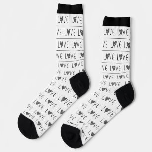 CHAUSSETTE NOIR & BLANC MINCE STRIPE VALENTINE'S DAY MODERN