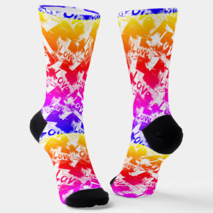 Chaussette Noir et blanc avec des taches motif d'amour