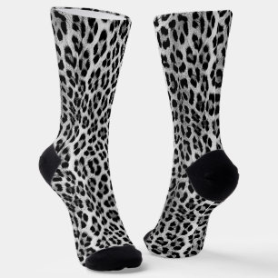Chaussette Noir et blanc monochrome, léopard motif