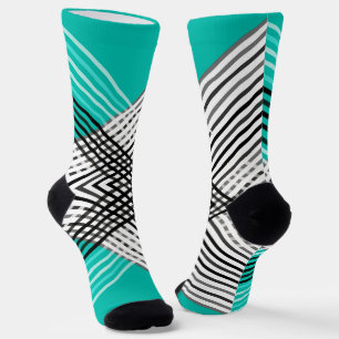 Chaussette Noir et blanc, motif géométrique gris, menthe