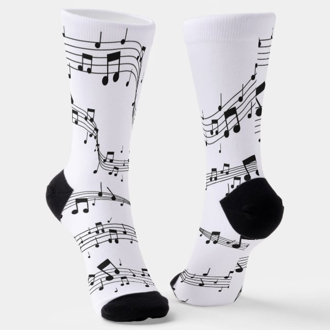 Chaussette Noir et blanc note musicienne Motif (Angulaire)