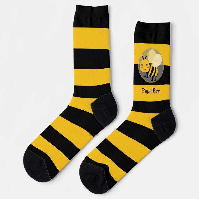 Chaussette Noir et Jaune avec une belle abeille (Gauche)