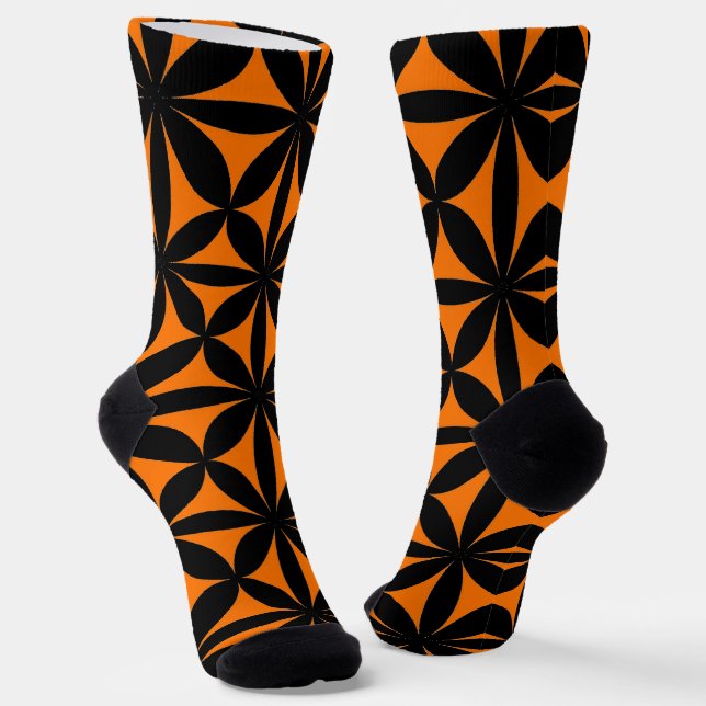 Chaussette Noir et Orange moderne / Rétro Imprimer (Angulaire)