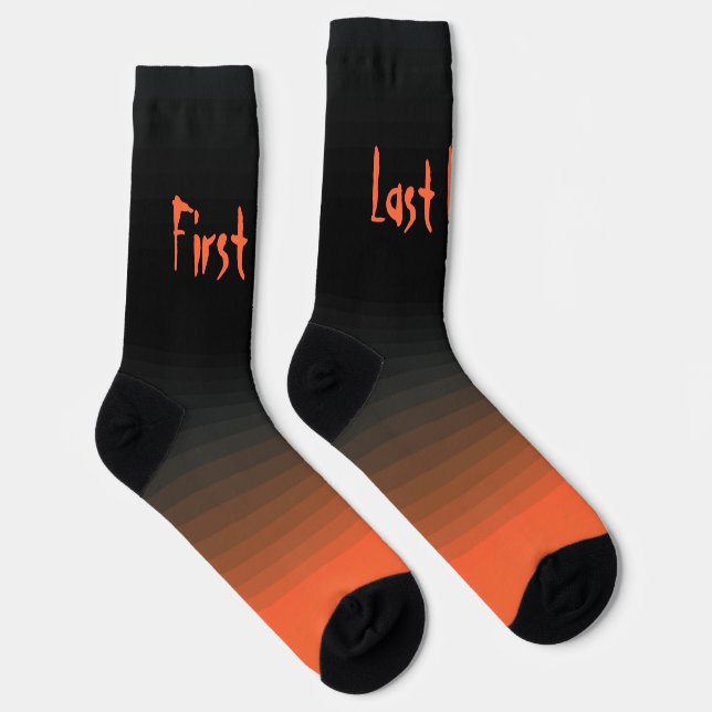 Chaussette Noir et orange personnalisés (Droite)