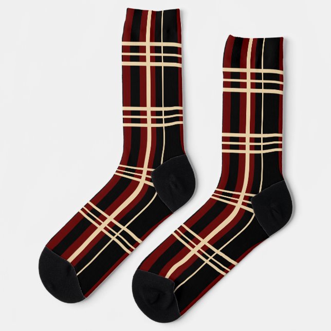 Chaussette Noir plaqué, Rouge foncé, Crème, Chaussettes d'équ (Gauche)