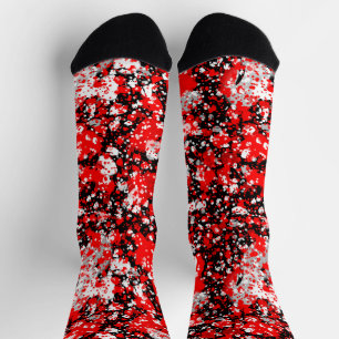 Chaussette Noir rouge et blanc abstrait