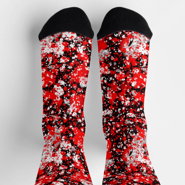 Chaussette Noir rouge et blanc abstrait (Haut)