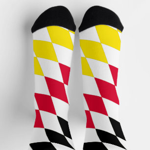 Chaussette Noir rouge jaune Bavaria Motif Drapeau Diamant