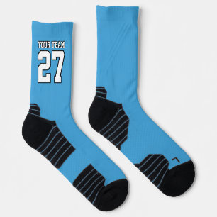 Chaussette Nom de l'équipe sportive Lt Blue White Basket